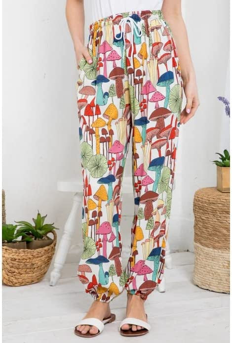 All Over Mushroom Print Pants