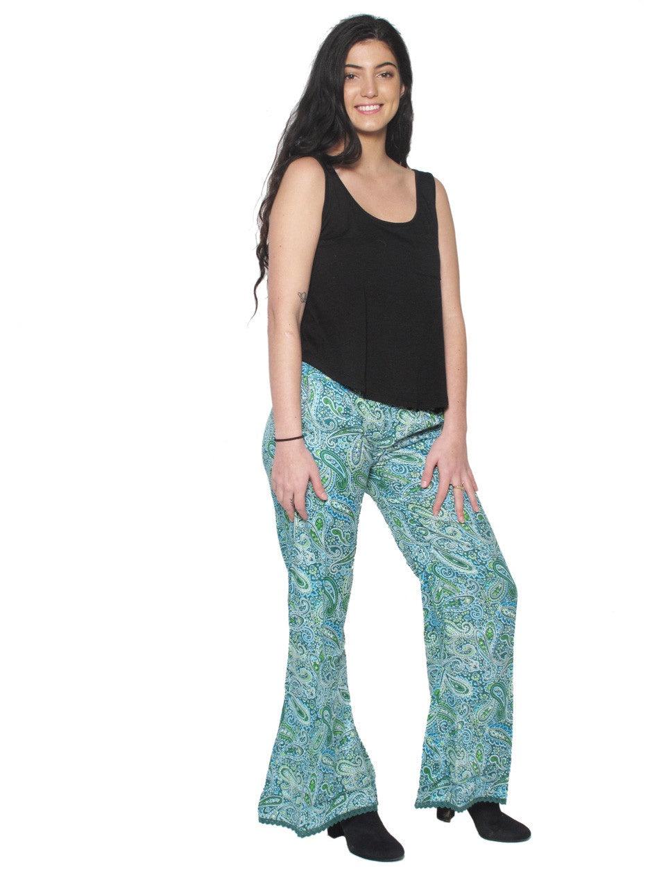 Blue Sky Wide Leg Paisley Print Belle Bottom Pants