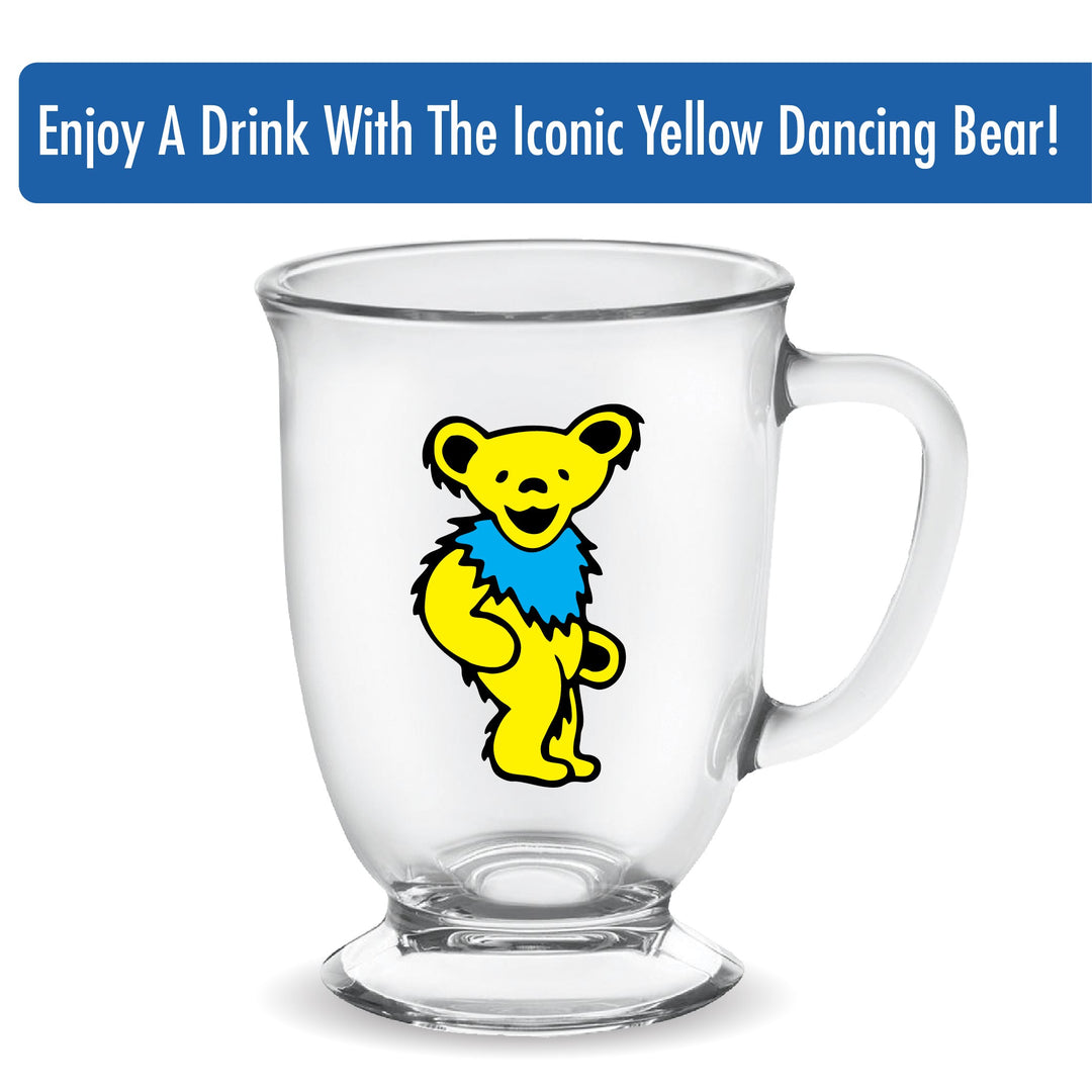 Grateful Dead Yellow Dancing Bear 16oz Glass Cafe Mug