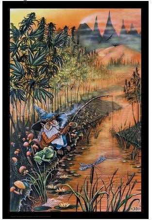 Gnome Fishing Black Light Poster