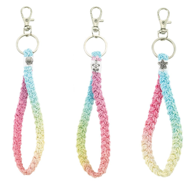 World End Imports - Braided Tie Dye & Sea Life Charm Keychain