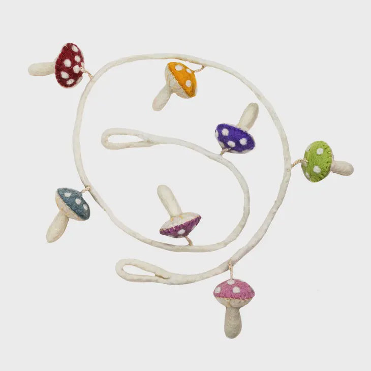 Short Festive Rainbow Mushroom Garland