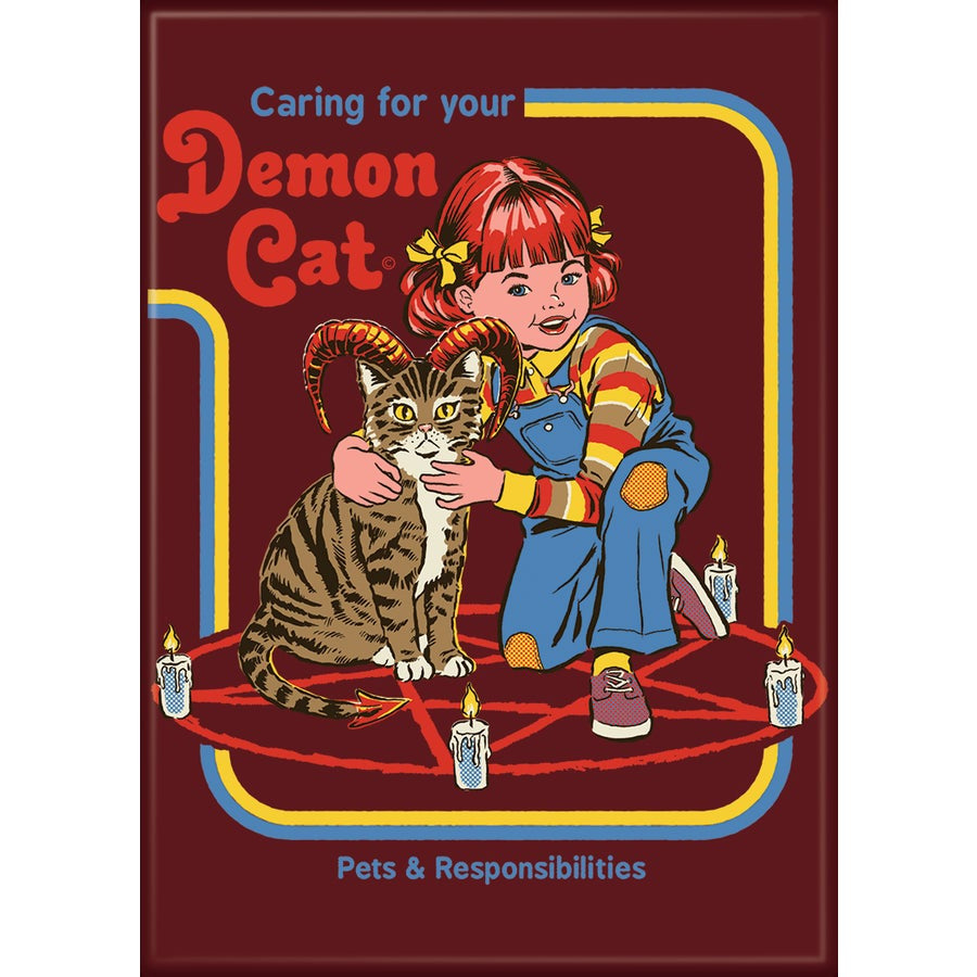 Caring For Your Demon Cat Magnet AB - Maroon