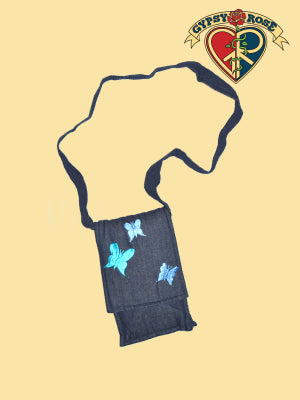 Butterfly Denim Passport Pouch