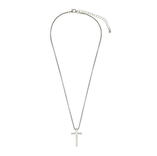 Viva Life - Rhodium Mens Cross Necklace