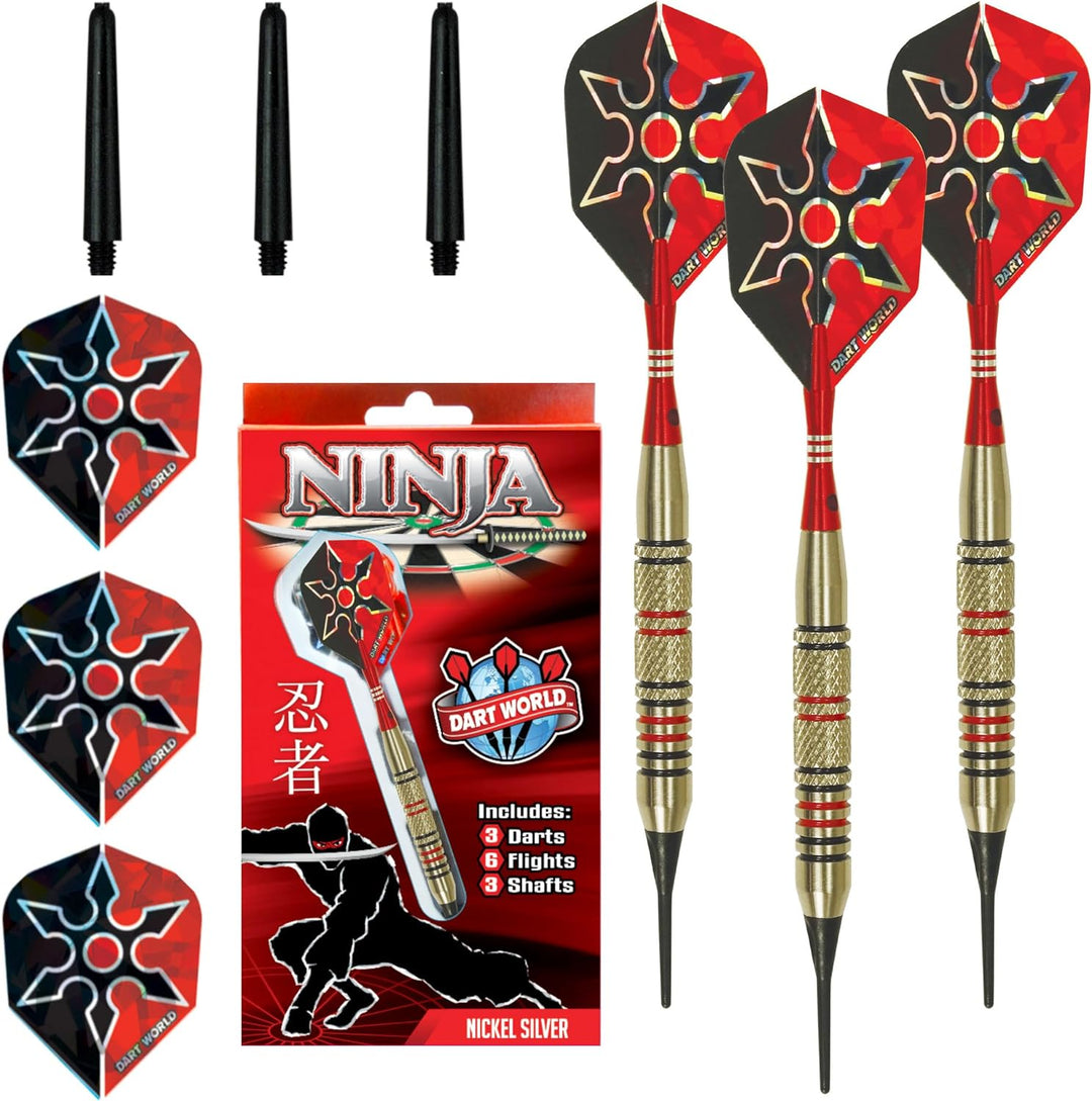 Dart World Ninja Nickel Silver Soft Tip Darts 3pc Set