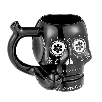 Skull Mug Black W White Trim