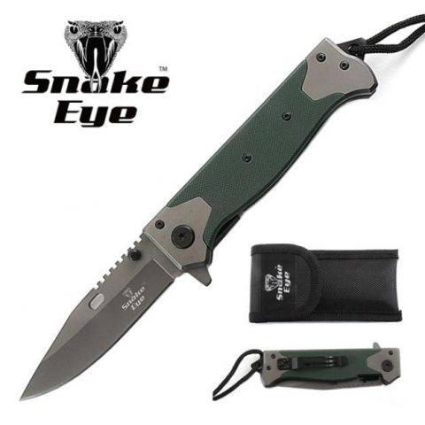 Snake Eye Tactical Heavy Duty Spring Assist Knife 4.5" Closed