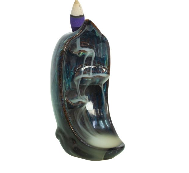 Ceramic Backflow Incense Burner - Cascading Wave