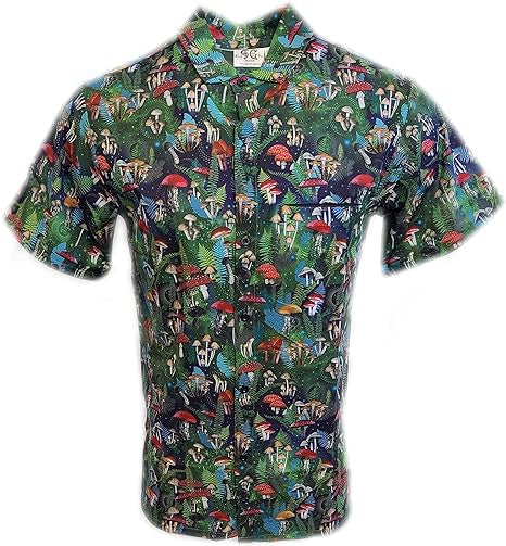 Funny Guy Mugs - Men's Hawaiian Print Button Down Short Sleeve Shirt
