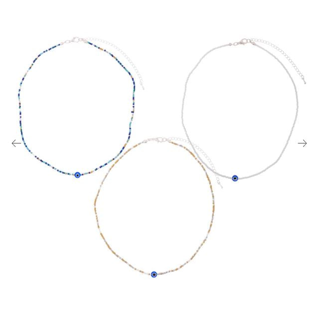 VivaLife - Tiny Seedbead Evil Eye Necklace