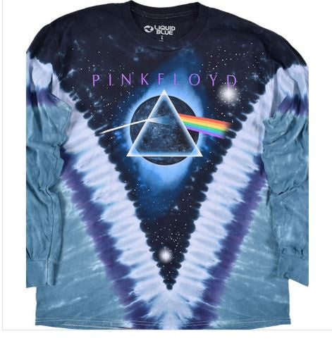 Liquid Blue - Pink Floyd Pyramid V Tie-Dye L-Sleeve Shirt