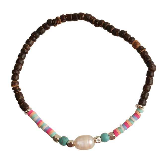 Viva Life - Turquoise Howlite Coco & Fimo Pearl Stretch Bracelet