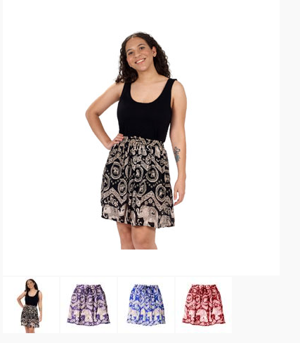 Paths of the Spirits - Rayon Mini Skirt w/Elephant Print 211