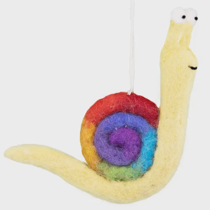 Bright Rainbow Snail Ornament