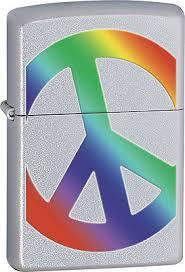 Satin Chrome Peace Zippo