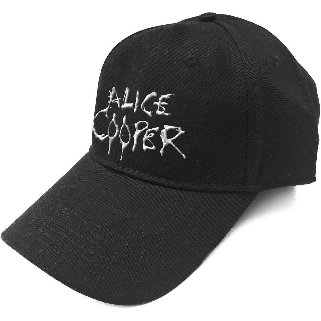 Alice Cooper Unisex Baseball Cap - Dripping Logo Sonic Silver (Black)