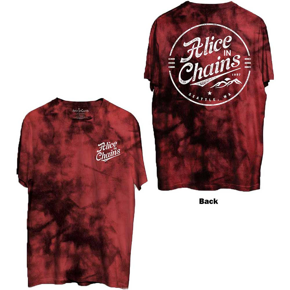 Alice In Chains Circle Emblem Dip Dye T-Shirt- (RO)