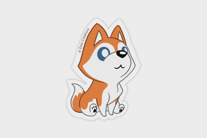 Cute Husky Red Dog Stickers