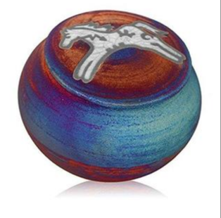 Raku Potteryworks - Multicolor Silhoutte Raku Dreamcatcher Jar w/Lid 3"