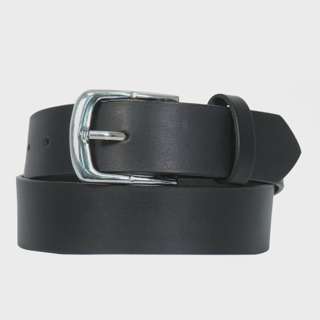 Black Leather Belt w/Removable Buckle