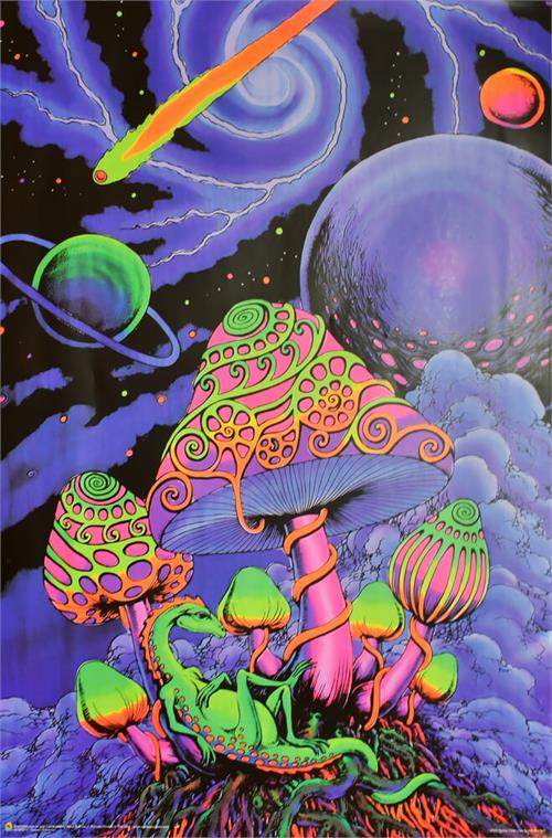 Cosmic Shroom Non-Flocked Blacklight Poster BL2B9