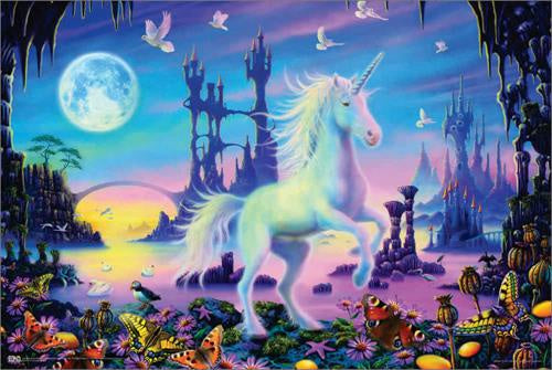 Unicorn Sunset Non-Flocked Blacklight Poster