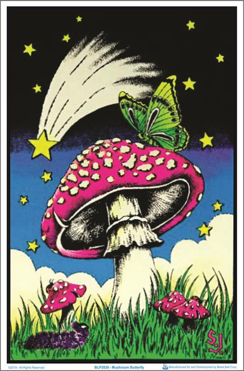 Butterfly Mushroom Blacklight Poster BL1A8