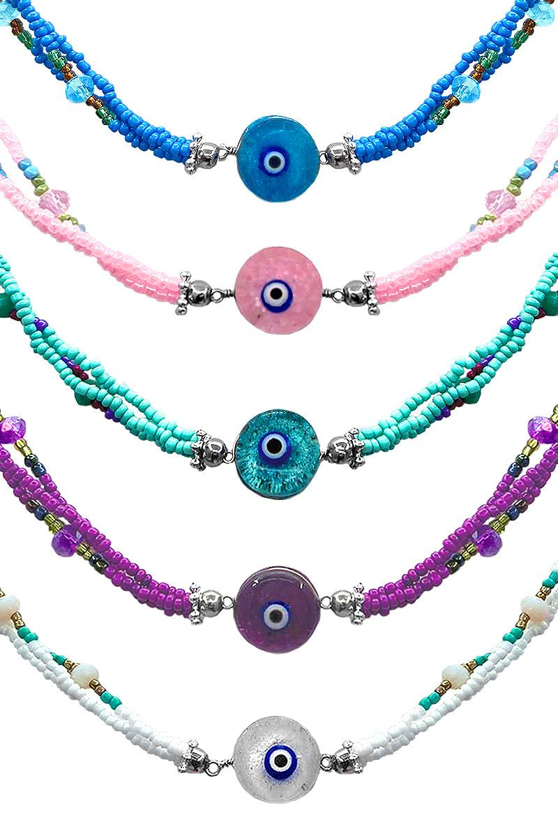 Beaded Acrylic Evil Eye Anklet