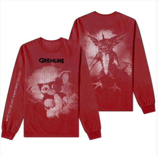 Rock Off - Warner Bros 'Gremlins Graphic' Unisex Red L-Sleeve Shirt