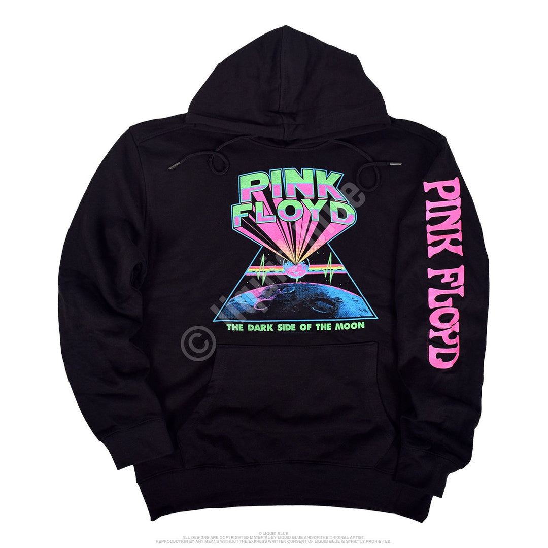 Liquid Blue - Pink Floyd "Dark Side Blacklight" Black Sleeve Printed Hoodie