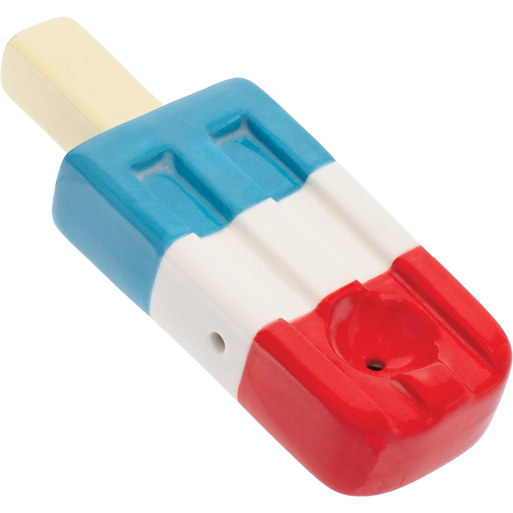 Wacky Bowlz 3.5" Ceramic Red White & Blue Popsicle Pipe