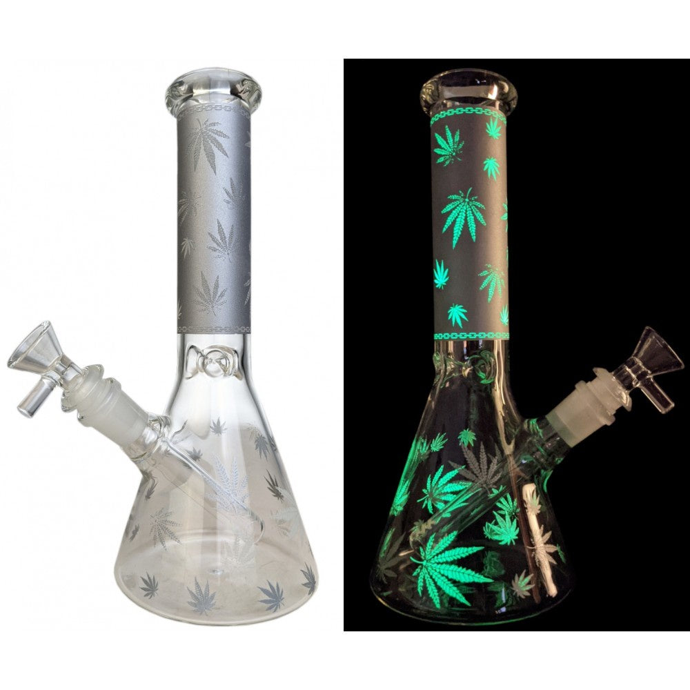 10.5" Leaf Decal Beaker Water Pipe