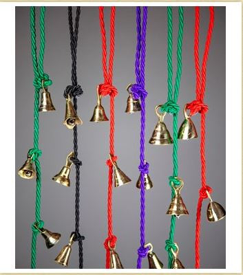 India Arts - Small Brass Bells on Solid Color Cord