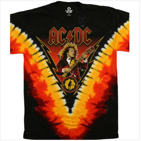 Liquid Blue - AC/DC "Angus Lightning" V Tie Dye T-Shirt