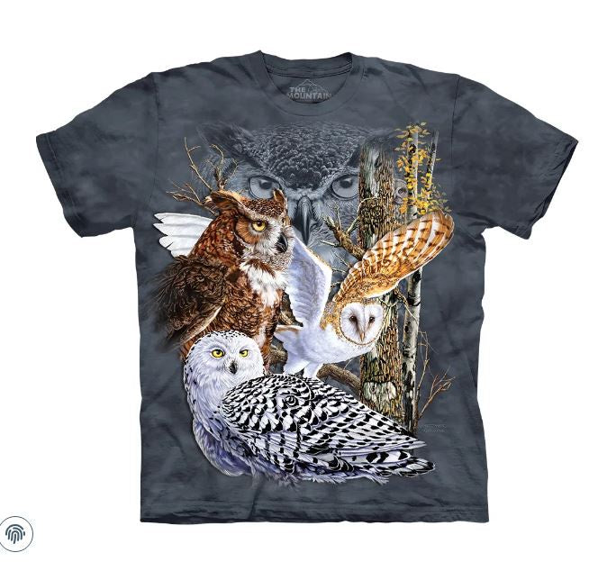 The Mountain - "Find 11 Owls" Gray Tie Dye T-Shirt