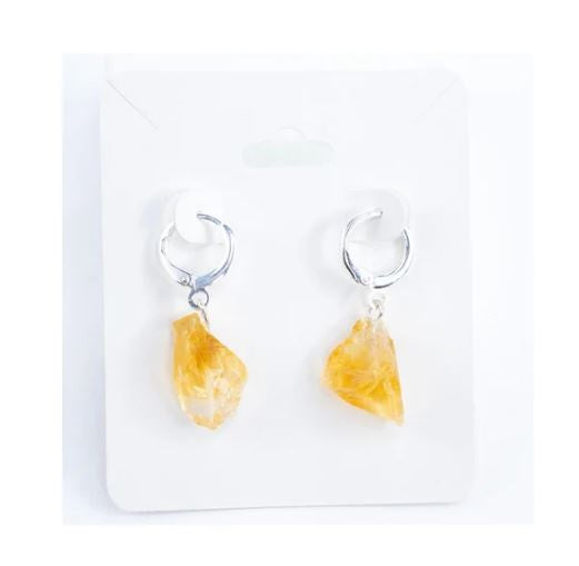 Earths Elements - Hoop Earrings w/Raw Crystals