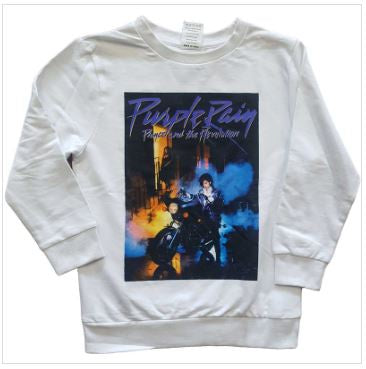 Rock Off - Prince "Purple Rain" Kids White Sweatshirt