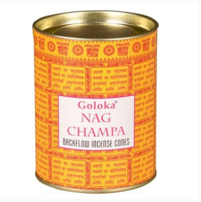 Goloka - Nag Champa Backflow Incense Cones Can