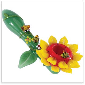 5.5" 3D Sunflower Glass Hand Pipe