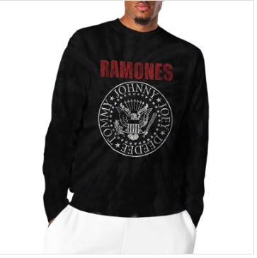 Rock Off - Ramones 'Presidential Seal' Unisex Wash Dye L-Sleeved Shirt