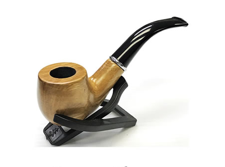 5.25″ Wood Pipe Velvet Pouch & Stand - PIP7045