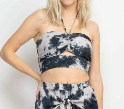 Lakhay's - Ruched Keyhole Halter Top