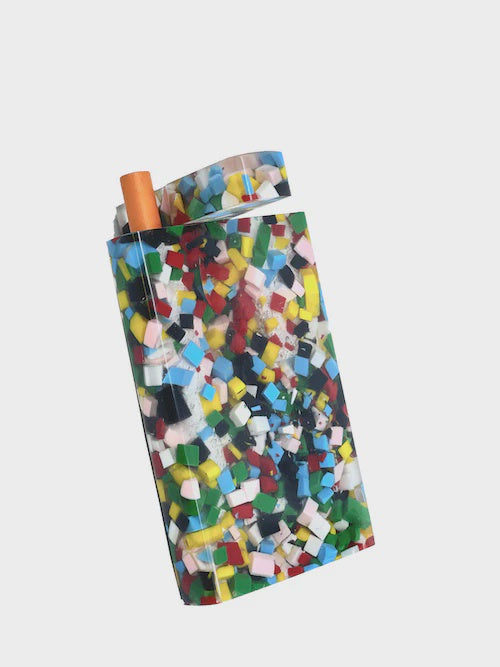 Handmade Acrylic Dugout w/ One Hitter - Confetti Marble