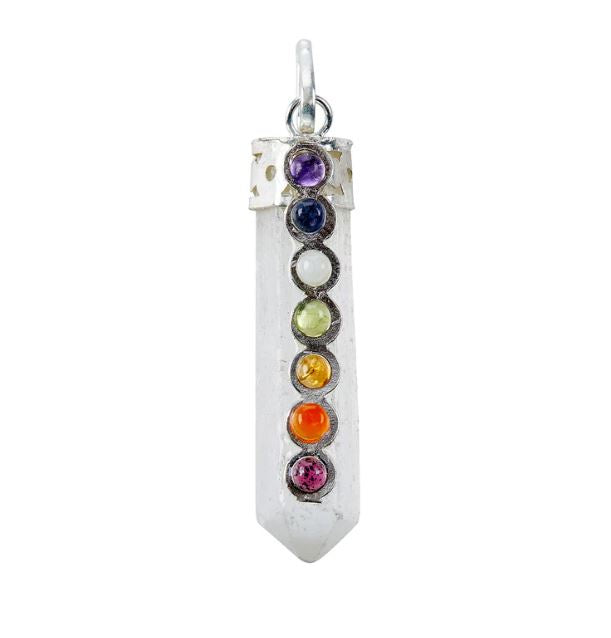 Earths Elements - Chakra Selenite Point Pendant