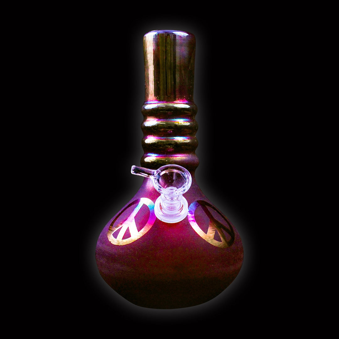 8" Frosted Peace Sign Water Pipe FP1