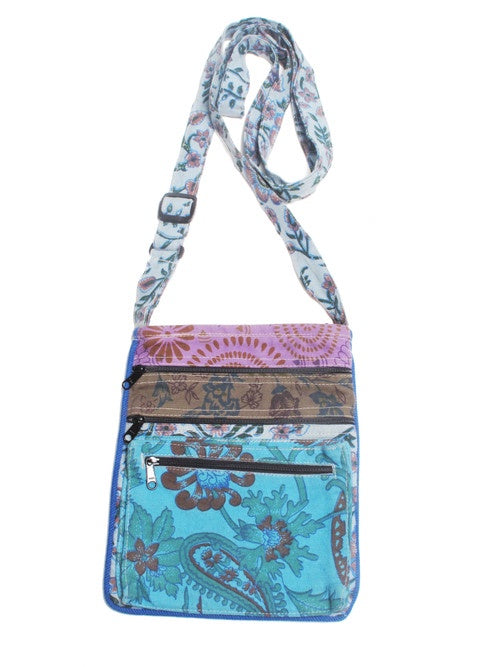 Multi Zip Canvas Print Passport Bag