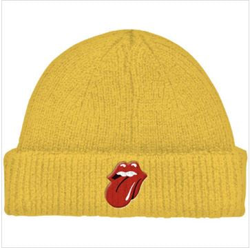Rock Off - Rolling Stones '72 Tongue' Unisex Mustard Yellow Beanie Hat