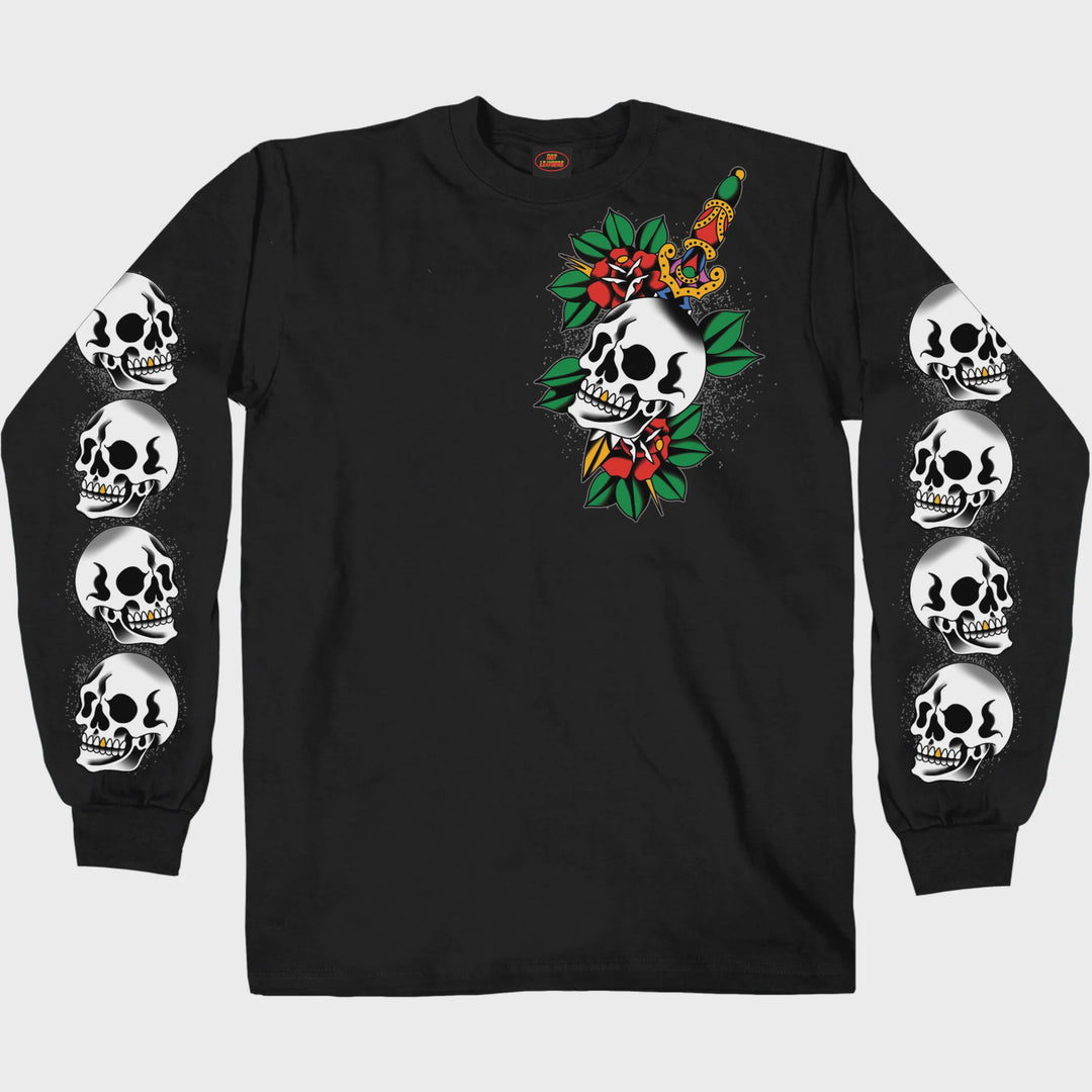 Hot Leathers - Dagger Skull Tattoo Design L-Sleeve Shirt
