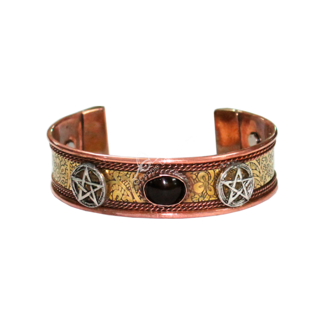 Oceanic - Pentacle & Black Onyx Copper Cuff Bracelet